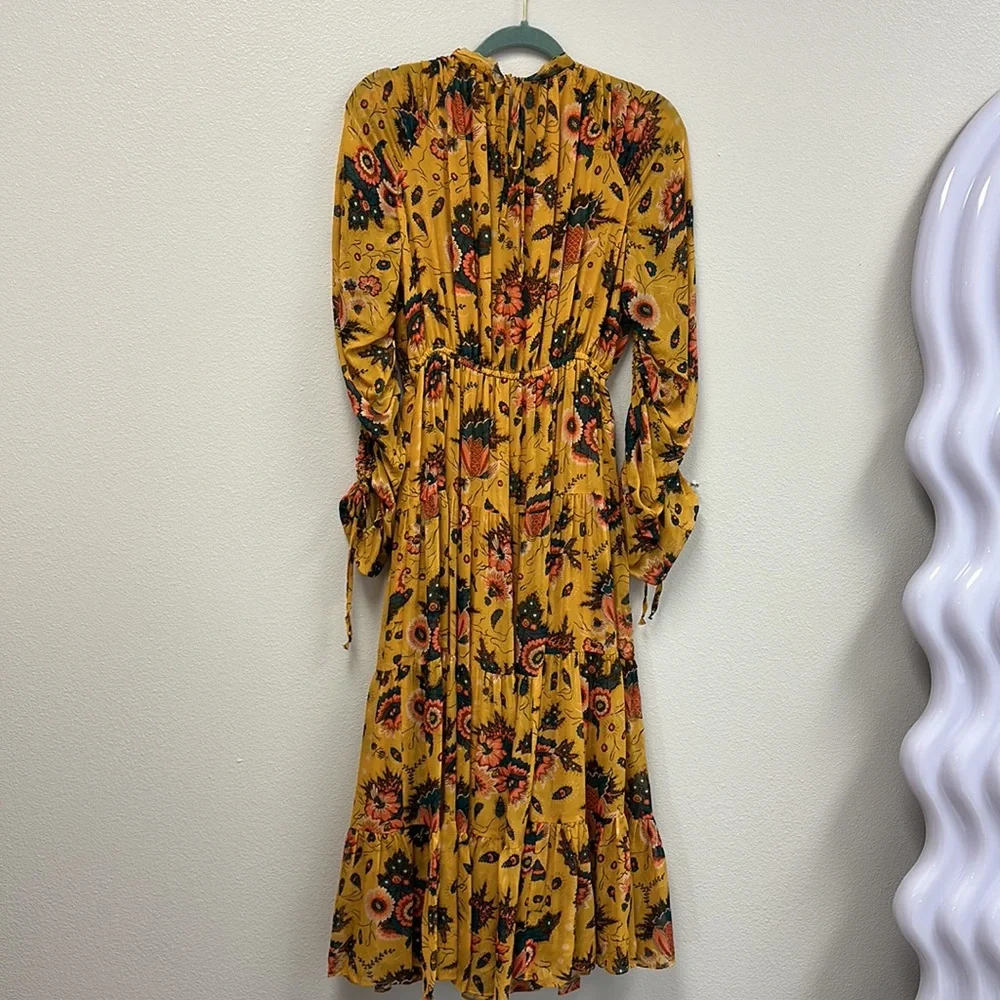 Noelle Floral Silk Tie-Cuff Maxi Dress - Picture 6 of 9